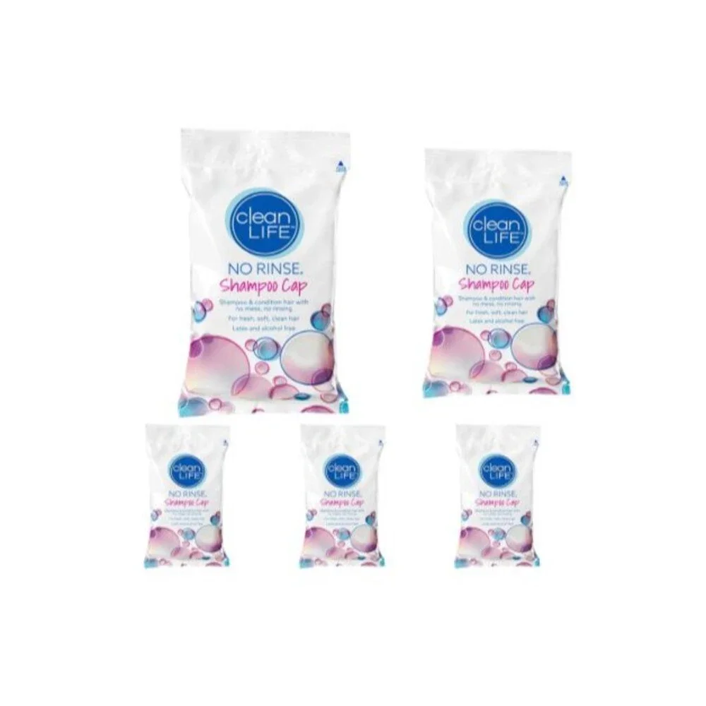 No-Rinse Shampoo 5-Pack Cap by Cleanlife Products, Shampoo and Condition Hair